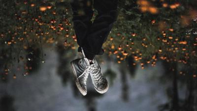 Feet sneakers flowers 4k wallpaper
