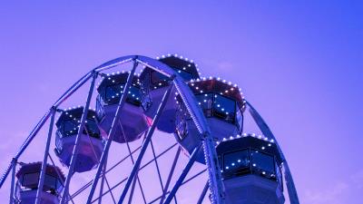 Ferris wheel construction purple 4k wallpaper