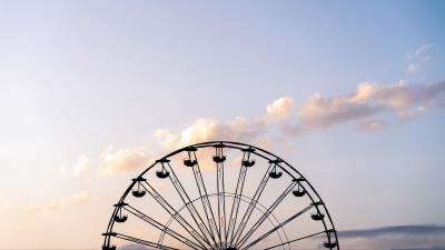 Ferris wheel sky clouds 4k wallpaper