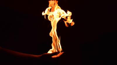 Fire flame hand 4k wallpaper