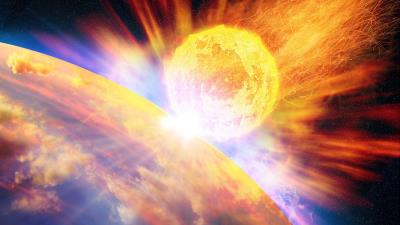 Fire meteor apocalypse planet earth spac 4k wallpaper
