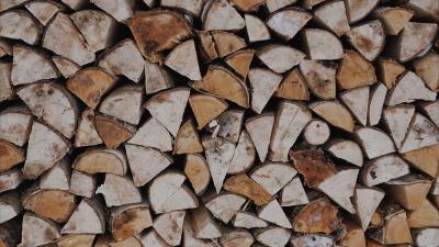 Firewood wooden woodpile warehouse 4k wallpaper