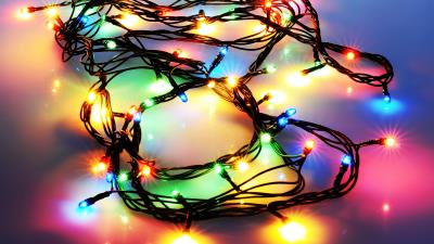 Garland lights light holiday christmas new yea 4k wallpaper