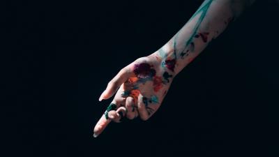 Hand paint stains 4k wallpaper