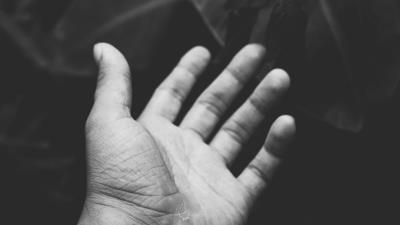 Hand palm bw image 4k wallpaper
