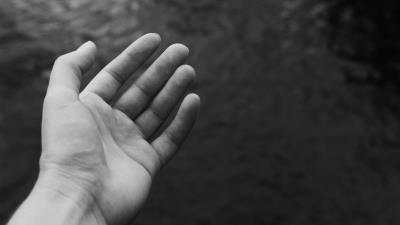 Hand palm bw 4k wallpaper