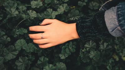 Hand ring leaves 4k wallpaper