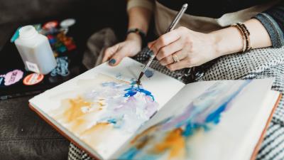 Hands watercolor creativity 4k wallpaper