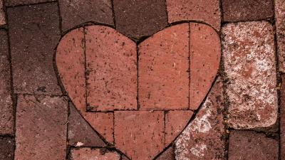 Heart love bricks 4k wallpaper