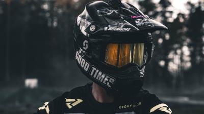 Helmet black motorcyclist 4k wallpaper