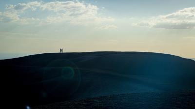 Hill silhouettes sunlight 4k wallpaper