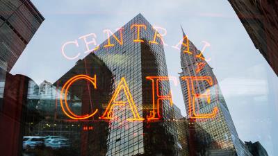 Inscription cafe light backlight 4k wallpaper