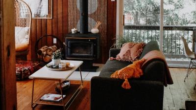 Interior room fireplace 4k wallpaper