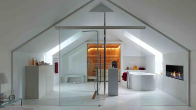 Interior style design home house room bathroom sauna glas 4k wallpaper