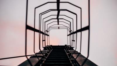 Ladder climb sky 4k wallpaper