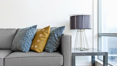 Lamp sofa combination design pillow 4k wallpaper