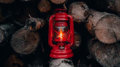 Lantern red firewood 4k wallpaper