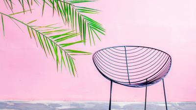 Leaves chair wall 4k wallpaper