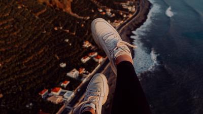 Legs sneakers city photo 4k wallpaper