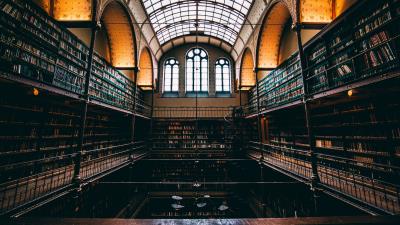 Library window building 4k wallpaper