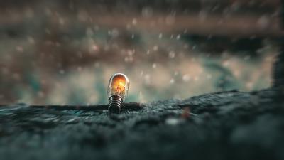 Light bulb glow snow 4k wallpaper
