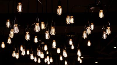 Light bulbs electricity lighting 4k wallpaper