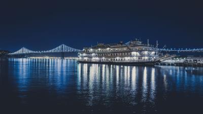 Liner ship dock sea 4k wallpaper