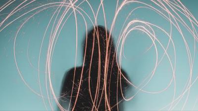 Lines sparks silhouette 4k wallpaper