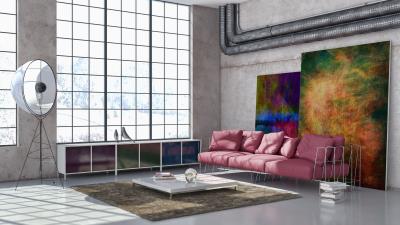 Living art concrete furniture pipe 4k wallpaper