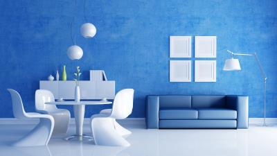 Living room furniture eg blue tone wallpape 4k wallpaper