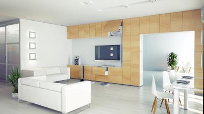 Living room furniture interior high tec 4k wallpaper