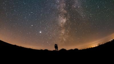 Love silhouette stars 4k wallpaper