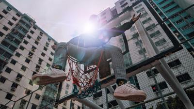 Man basketball hoop sunlight 4k wallpaper