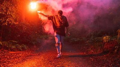 Man colored smoke smoke image 4k wallpaper