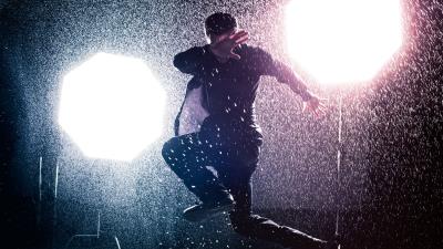 Man jump rain 4k wallpaper