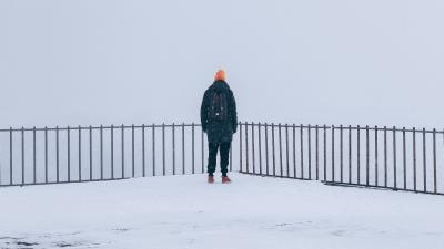 Man loneliness winter 4k wallpaper