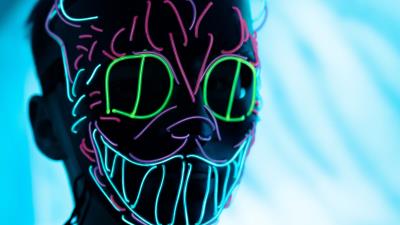 Man mask neon 4k wallpaper