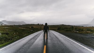 Man road alone 4k wallpaper
