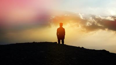 Man silhouette clouds image 4k wallpaper