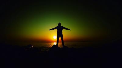 Man silhouette freedom 4k wallpaper