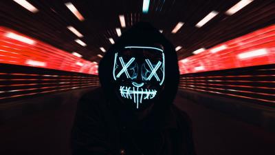 Mask neon hood 4k wallpaper