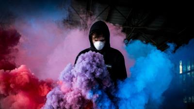 Mask smoke gang multicolored 4k wallpaper
