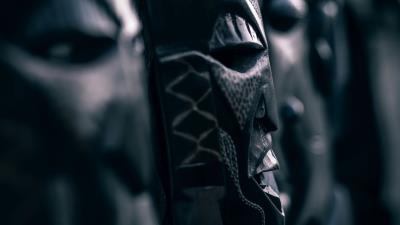 Mask wooden black 4k wallpaper