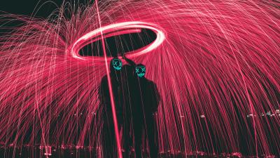 Masks neon freezelight 4k wallpaper