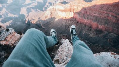 Mountains canyon legs 4k wallpaper