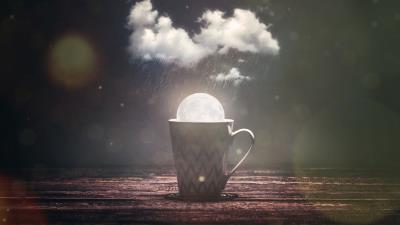 Mug moon cloud 4k wallpaper