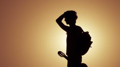 Musician silhouette guitar 4k wallpaper