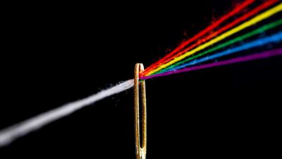 Needle thread rainbow 4k wallpaper