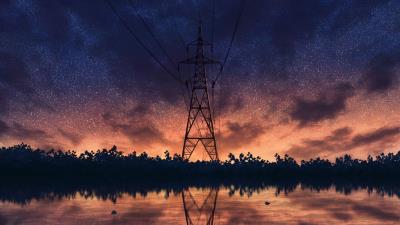 Night starry sky pillar 4k wallpaper