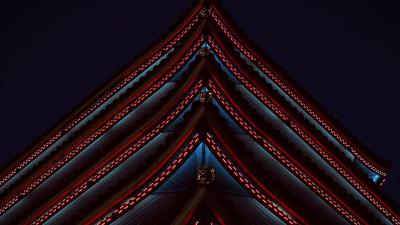 Pagoda roof architecture 4k wallpaper